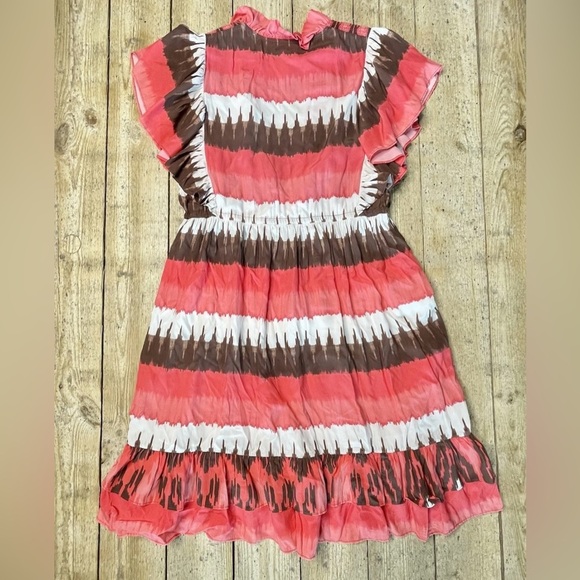 Figue Denissa Dylan Ikat Dress Medium Pink Brown Knee Length Boho - Picture 2 of 7